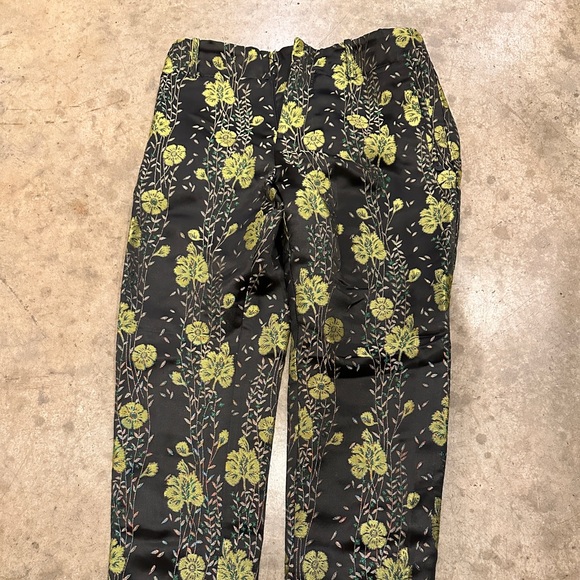 Scotch & Soda embroidered green floral jacquard pants, tailored cropped fit - Picture 2 of 4